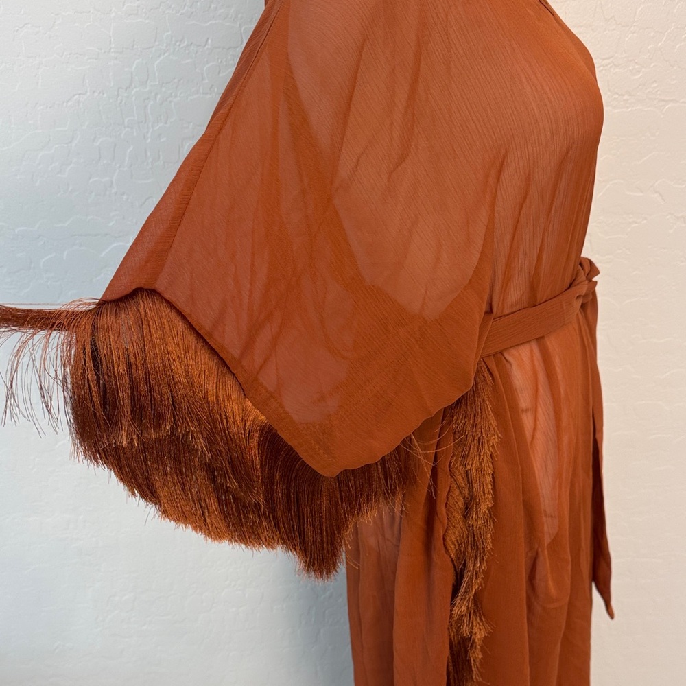 Chic Rust Maxi Dress with Belt - Picture 5 of 6